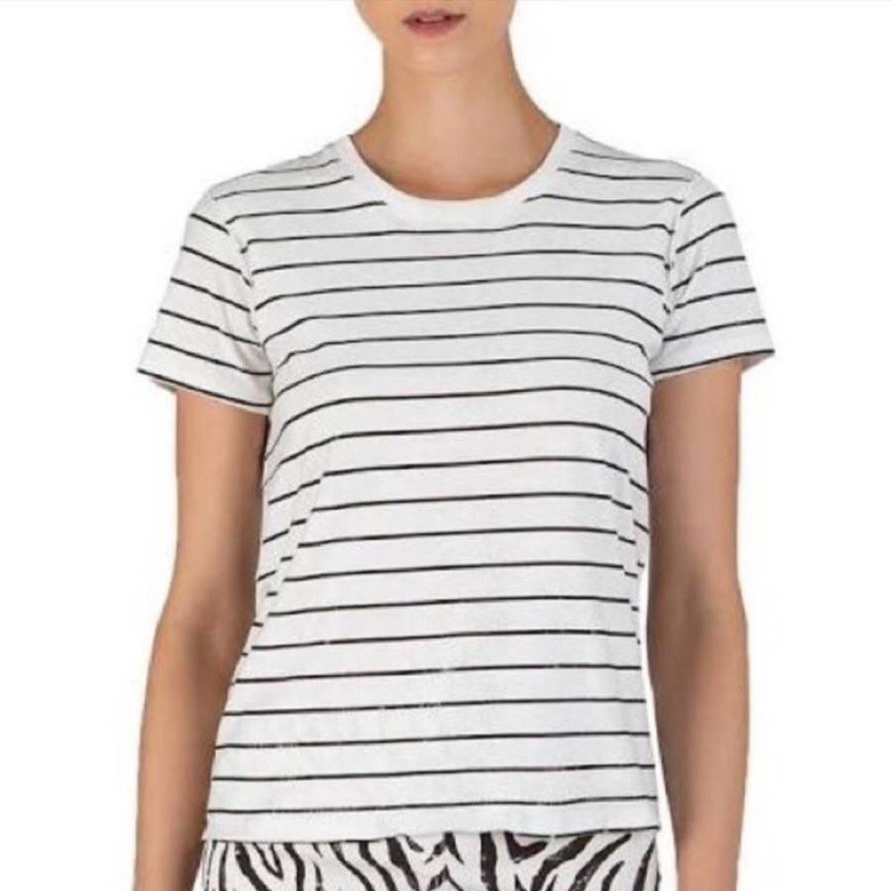 ATM Anthony Thomas Melillo Schoolboy Stripe Tee T-Shirt White Black Size Small